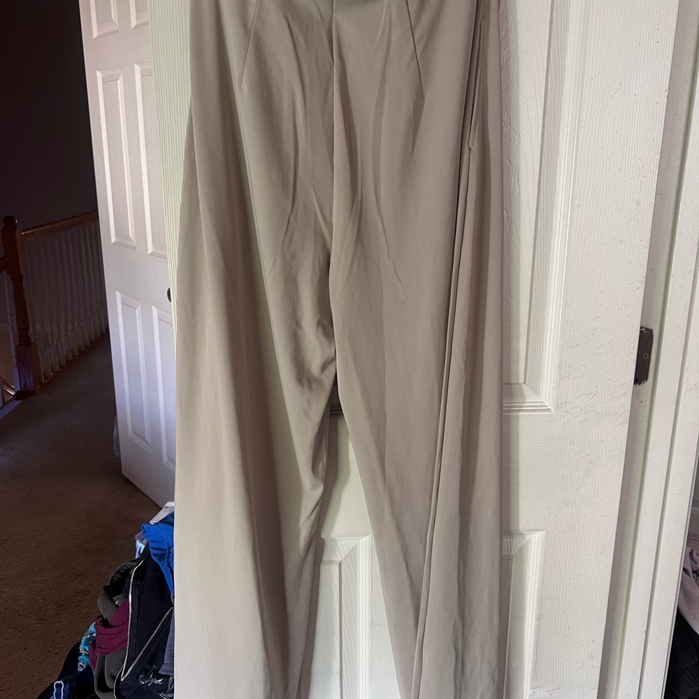 Beige High Rise Trousers